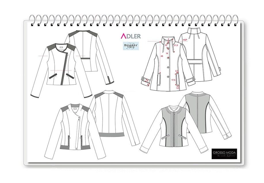 Technisches Zeichnen Modedesign fuer Adler Damen Schnitte, Stoffe, Zutaten