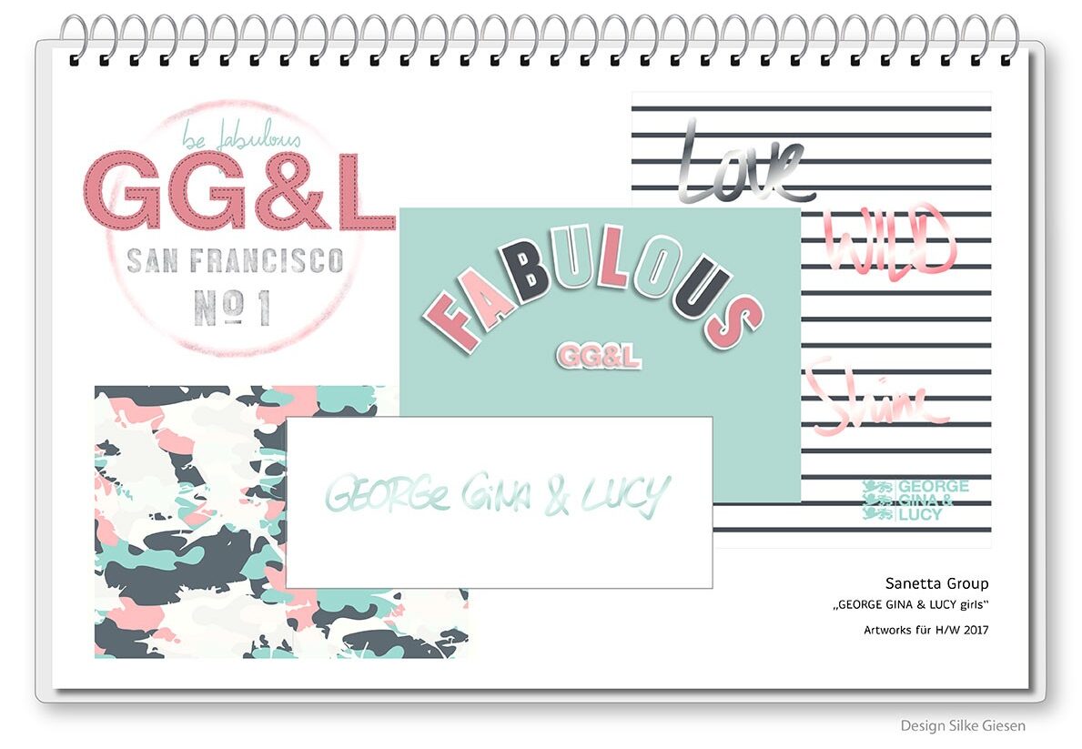 Bekleidungs Prints Motive Mode Grafikdesign George Gina und Lucy fuer Sanetta