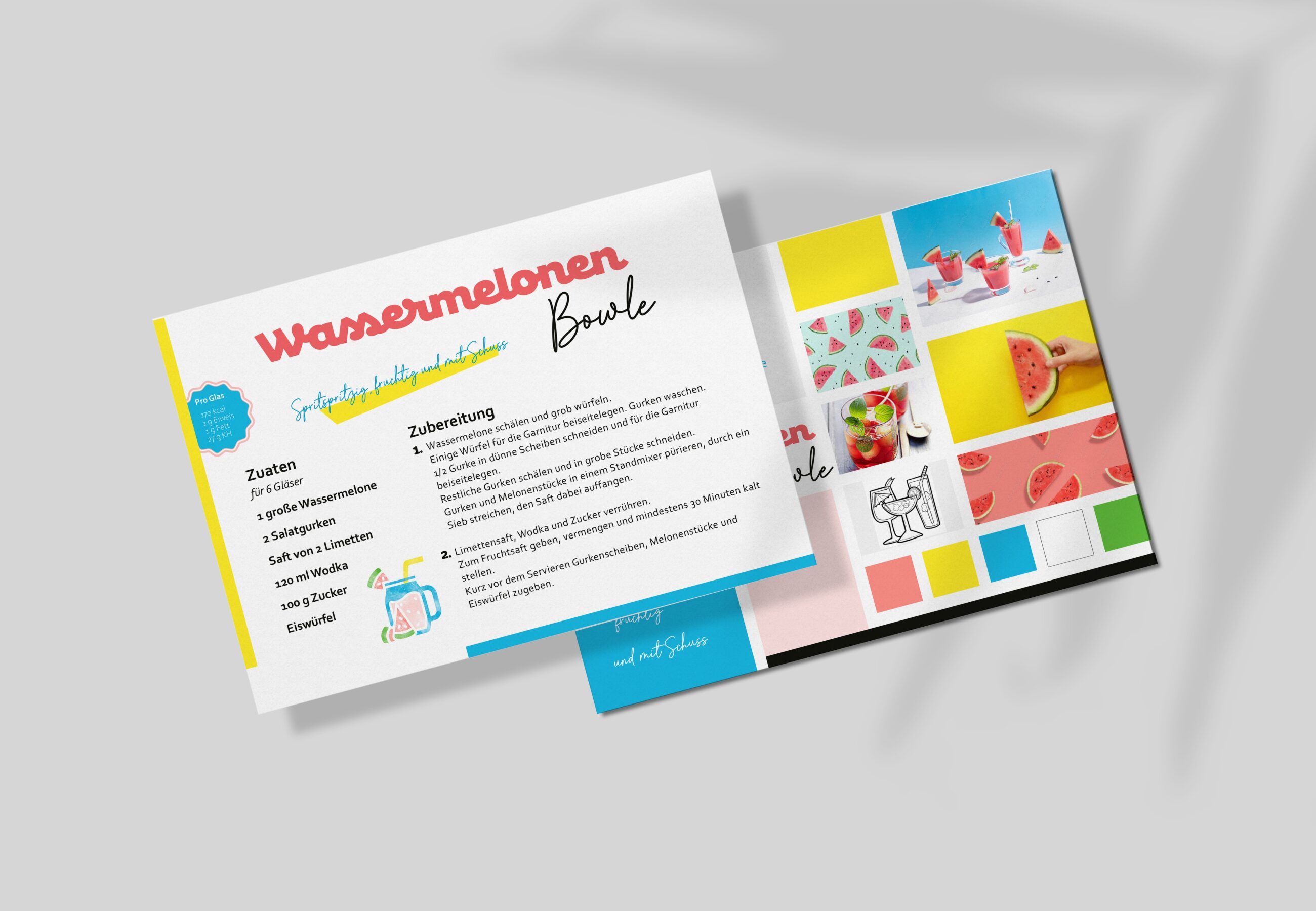 Rezeptkarte Rezeptgestaltung fuer ein Wassermelonen Getraenk