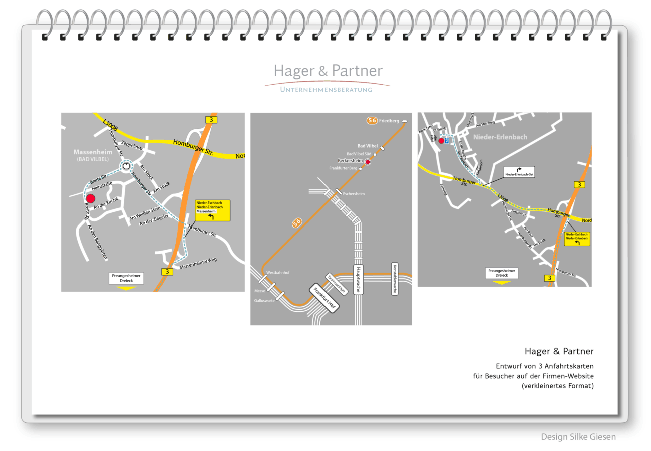 Hager_Anfahrtskarten Auftragsarbeit Grafikdesign Anfahrtsbeschreibungen