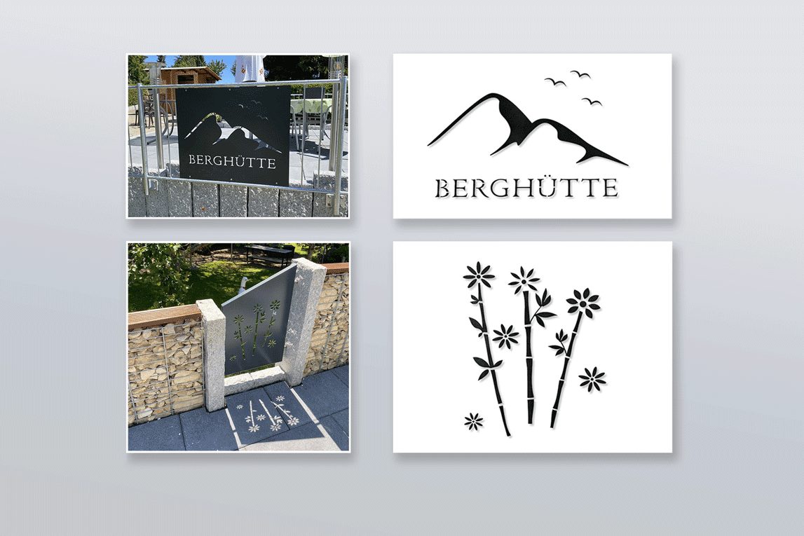 Gestaltung von Dekorblechen für eine Restaurant-Terrasse mit gelaserten Motiven